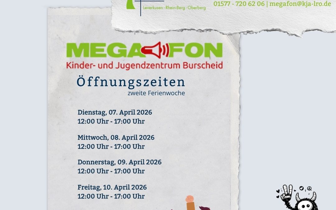 Öffnungszeiten zweite Osterferienwoche